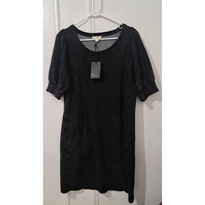 Jane Delancey womens medium deep scoop neck WASHED BLACK casual dress stretch